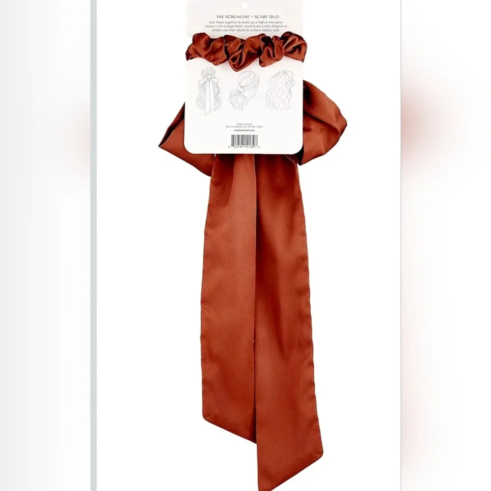 Kristin Ess Scarf Design Scrunchie - Rust - Picture 2 of 2